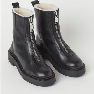 H&M Faux shearling-lined leather boots